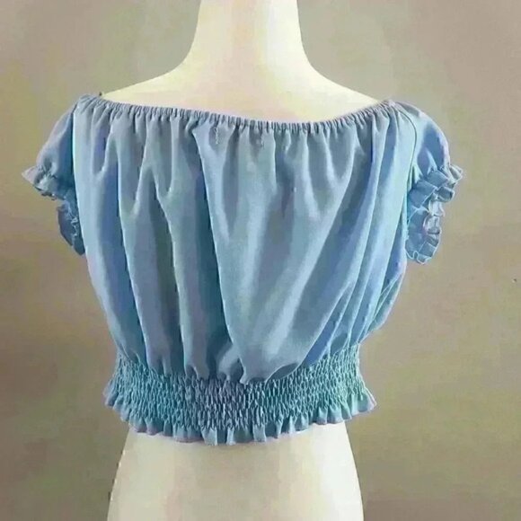 Shein baby Blue short sleeve crop  top US XXL - Picture 6 of 8